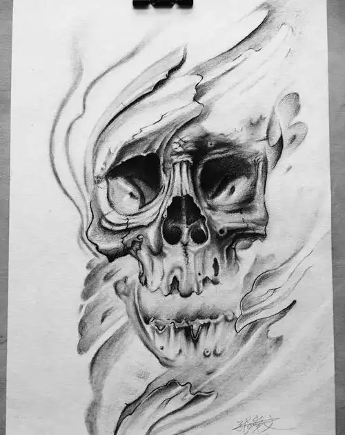 欧美骷髅tag标签:纹身师:张学文纹身店:九霄刺青tattoo疤痕遮盖纹身