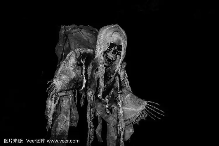 半空中漂浮骷髅,万圣节鬼魂