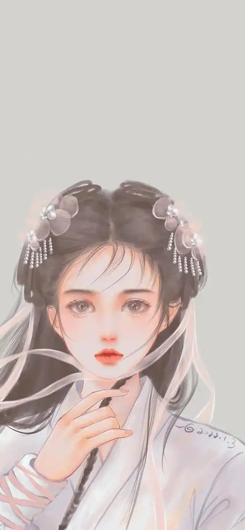 余生再无倾城色,一草一木皆相思.手绘古风女生插画壁纸