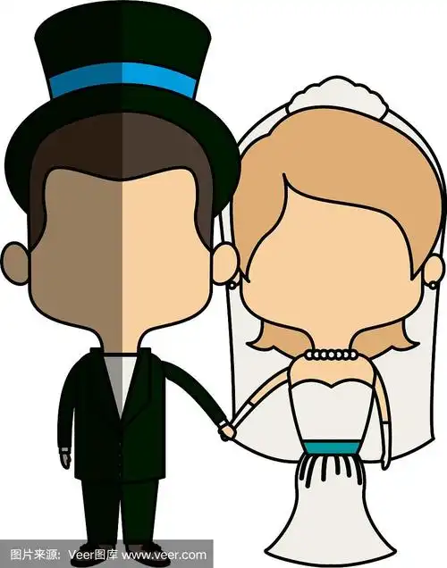 可爱的夫妻,丈夫,妻子穿着婚纱快乐