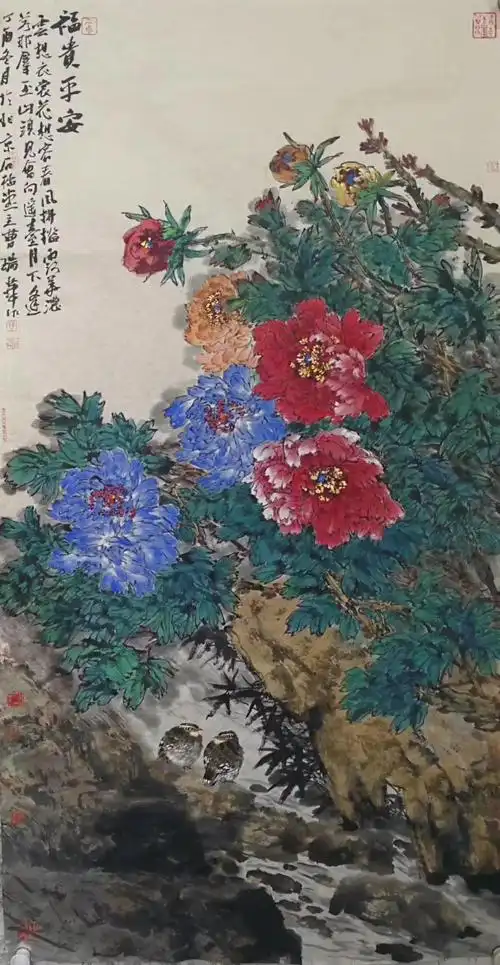 中国当代石榴第一人,重彩花鸟名家曹瑞华承古显今