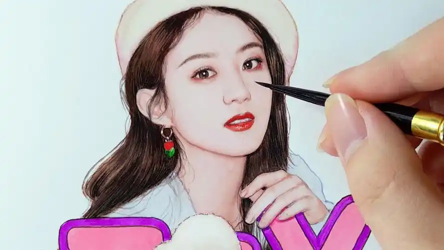 手绘水彩画赵丽颖