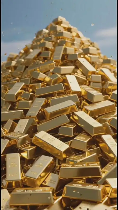 金砖堆积如山,好运连连福气满满,富贵吉祥如意安康