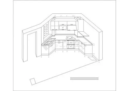 某地立体厨房建筑装修设计方案图纸