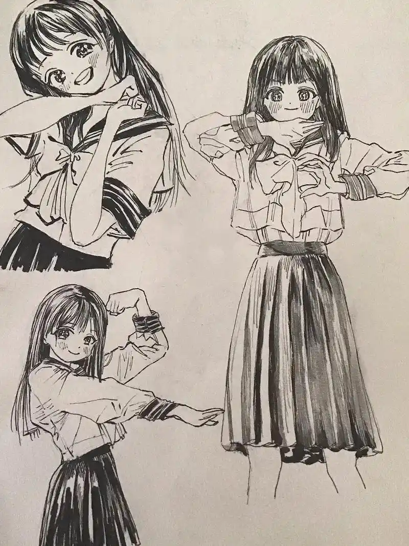 手绘 #临摹 #画画 #明日酱的水手服  摸鱼～ - 抖音