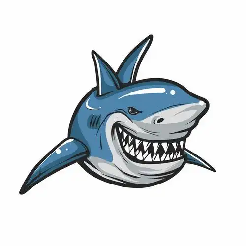 手绘卡通凶狠露出牙齿的卡通鲨鱼png图片免抠矢量素材
