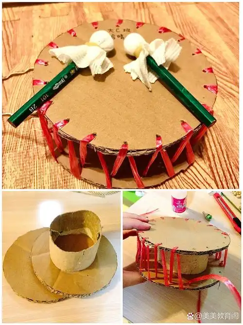 变废为宝🎹超简单乐器手工 用废纸箱手工制作了一套乐器 	 材料易找