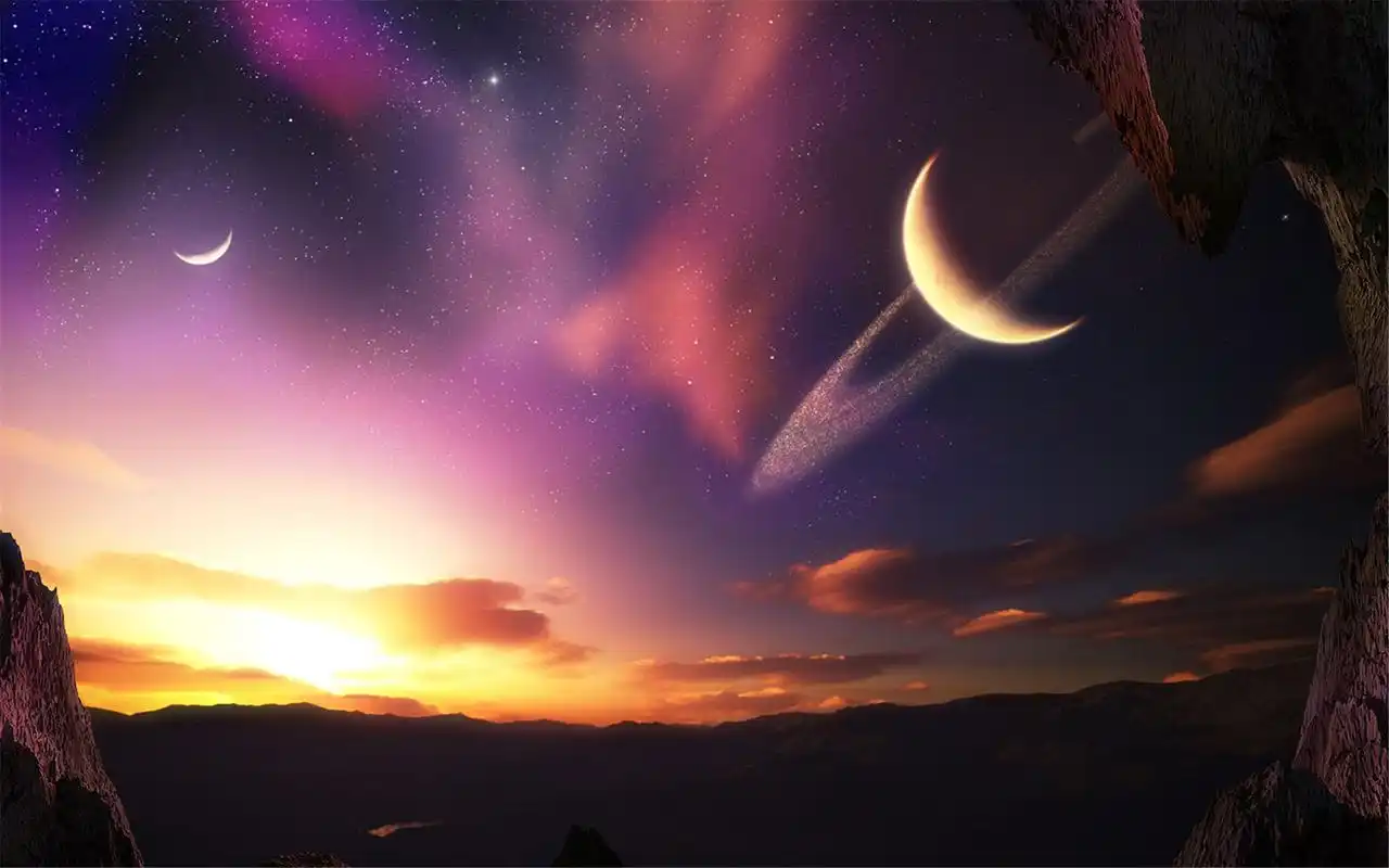 月球星空背景创意摄影唯美高清桌面壁纸图片 (二)