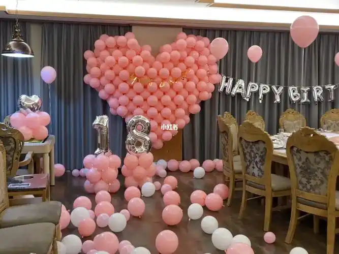 生日气球派对粉色系气球布置