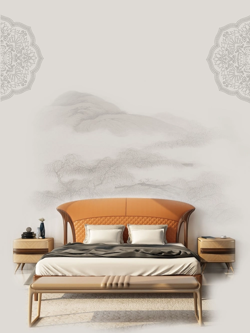 灰色中式简约插画现代家具背景素材