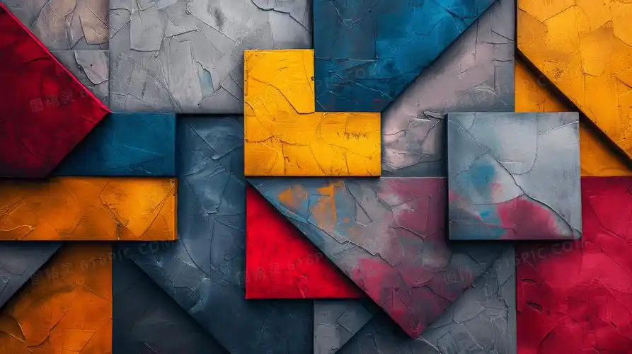 质感层次感多色几何拼接背景