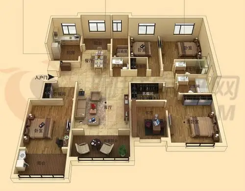 东昌丽都美墅c户型248㎡,立体图