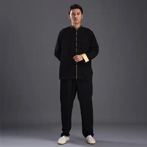 闪电客秋季太极服棉麻太极拳天麻练功服亚麻武术服装晨练服