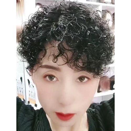 老年人假发片头顶假发真头发50到55岁可水洗假发卷发洋气可盘发