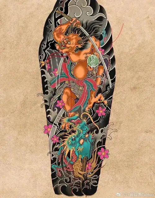 日式老传统花腿手稿|经典素材分享