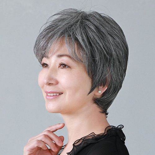 套真人发老人直发真发短发花白中老年假发女已售9920元优惠券新品淘宝