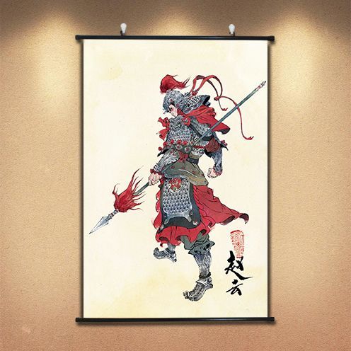 五虎上将画像挂画三国赵云海报图书房装饰画挂轴画三国赵云有框画
