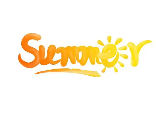 红色 卡通 summer 宣传单夏天英文