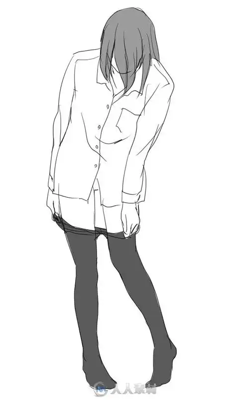 女孩穿衣服手绘动作原画素材