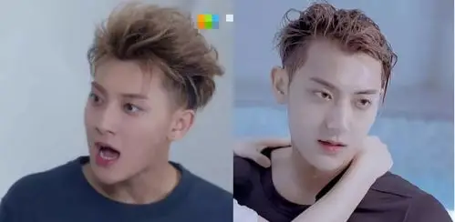 加上比较肯后的发际线,让发型被水弄没的黄子韬一下子"判若两人"