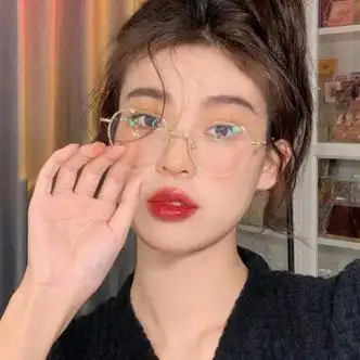 cjn文艺金属细框眼镜女近视可配有度数圆形眼镜框防蓝光辐射平光镜