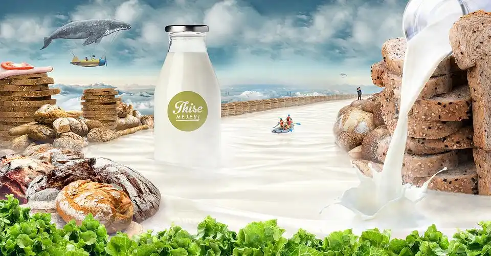 面包牛奶电商创意合成海报