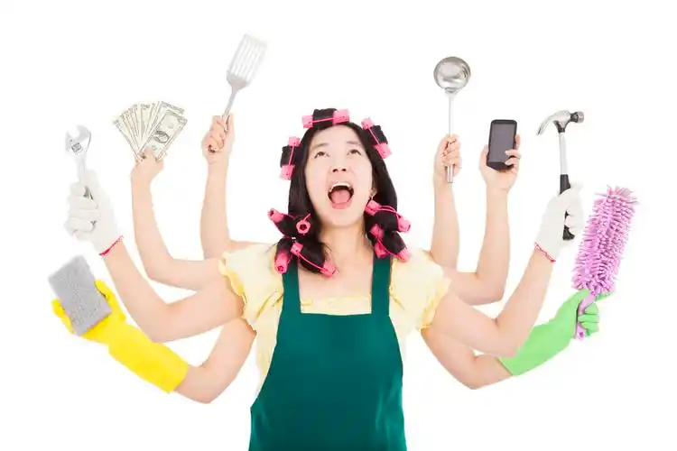 疲倦,忙碌,女人,一心多用,概念