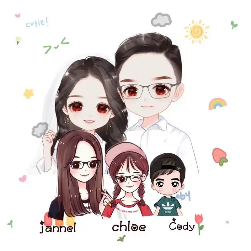 全家福/一家五口卡通头像|越看越喜欢哇 五口之家的来啦 宝宝们自己