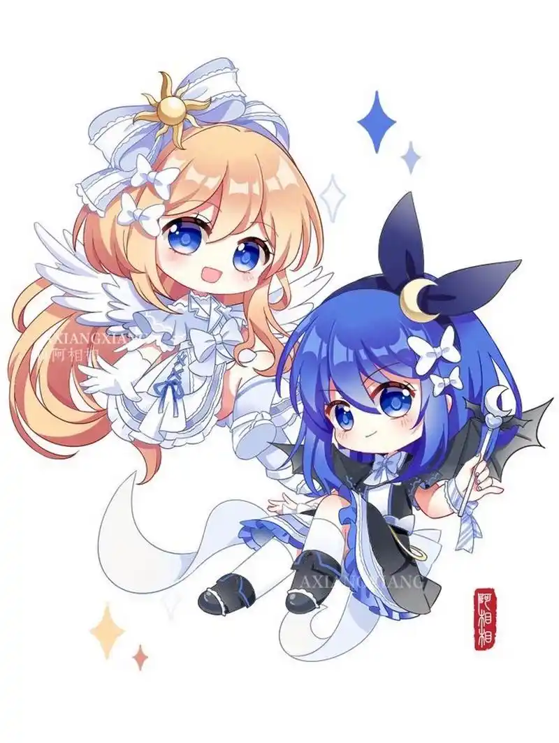 十二星座系列双子座q版头像壁纸绘画分享 放假啦!