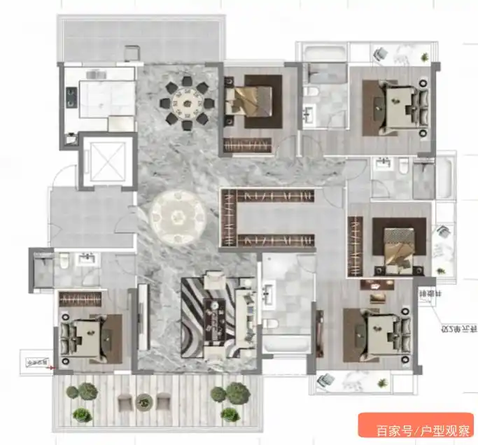 250平米超奢华的五室大平层户型,每一个细节都优化的极致典雅
