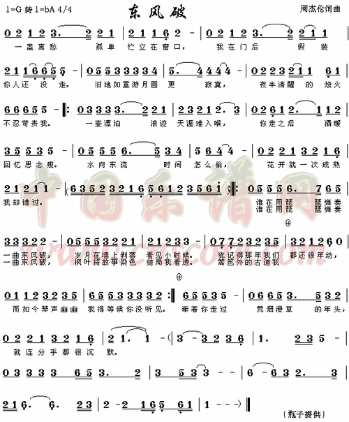 东风破简谱(东风破简谱歌谱)