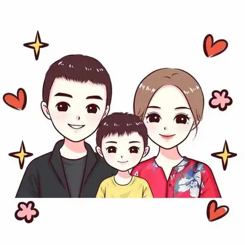 四月头像推荐!一家三口,四口头像手绘,有喜欢的吗?