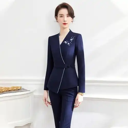 职业装套装女春秋刺绣中国风设计感气质女神范