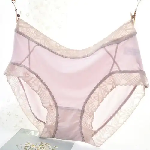 冰丝面膜裤透明性感蕾丝中腰女士三角内裤夏季超薄女式内裤衩头