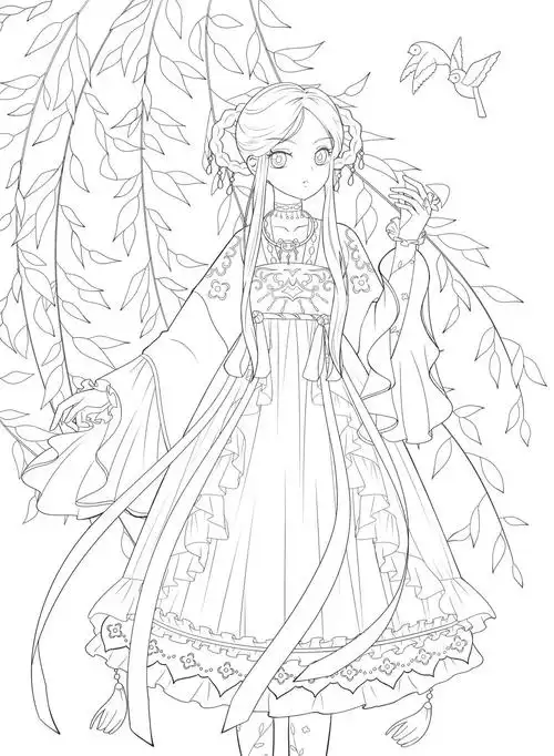 玩上色专用线稿洛丽塔线稿真香