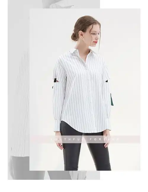 池希zara风袖开口设计绑带衬衫 米白色 m