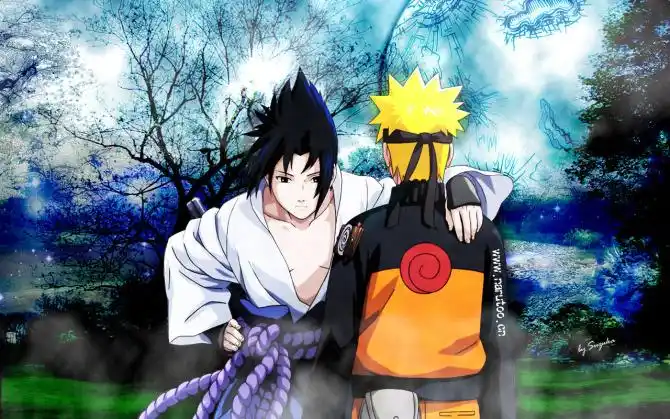 求壁纸,佐鸣的,要正方形的,佐助和鸣人一人占一边,色调最好要暗,谢谢