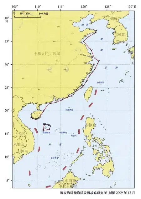 中华人民共和国大陆领海的部分基线和西沙群岛的领海基线示意图