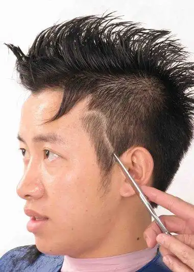 男生鬓角刻三角图案 男士鬓角两侧个性线条