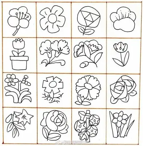 设计秀 【144例黑白简笔画植物素材合集】(作者: 詹欣悦在画画 )