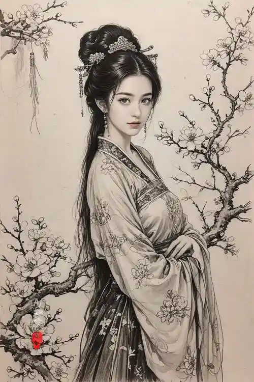 古风素描《红尘共渡意中人》高清组图