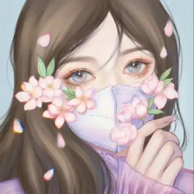 口罩花朵动漫女头像 高清最近比较火的鲜花戴口罩头像大全_女生动漫