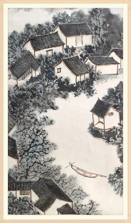 名家字画一级美术师秦剑铭江南水乡山水国画真迹收藏国画