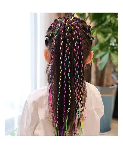 脏辫头绳彩绳辫发脏辫神器儿童彩色头绳七彩丝带绑发辫子发带头饰彩带