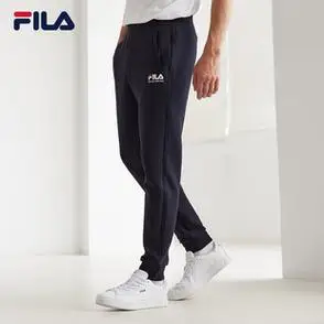 收口运动裤2023秋冬新款潮流简约男卫裤fila斐乐男子针织运动长裤