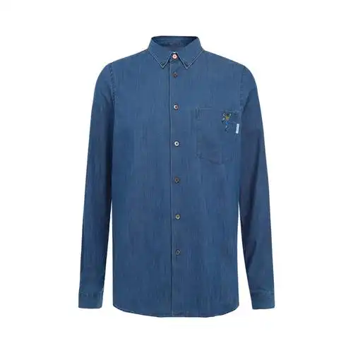 psbypaulsmith蓝色纯棉男士创意印花图案衬衫