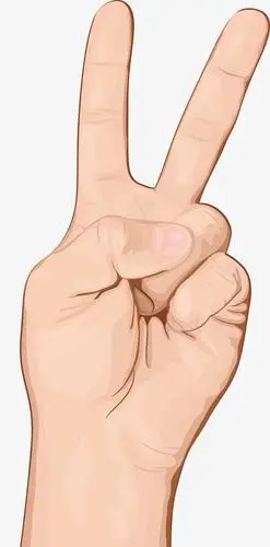 左手v字手势高清免抠图png透明背景图片