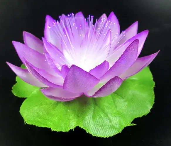 新款led七彩闪光光纤莲花灯小花小朵夜灯闪光节日装饰发光玩具