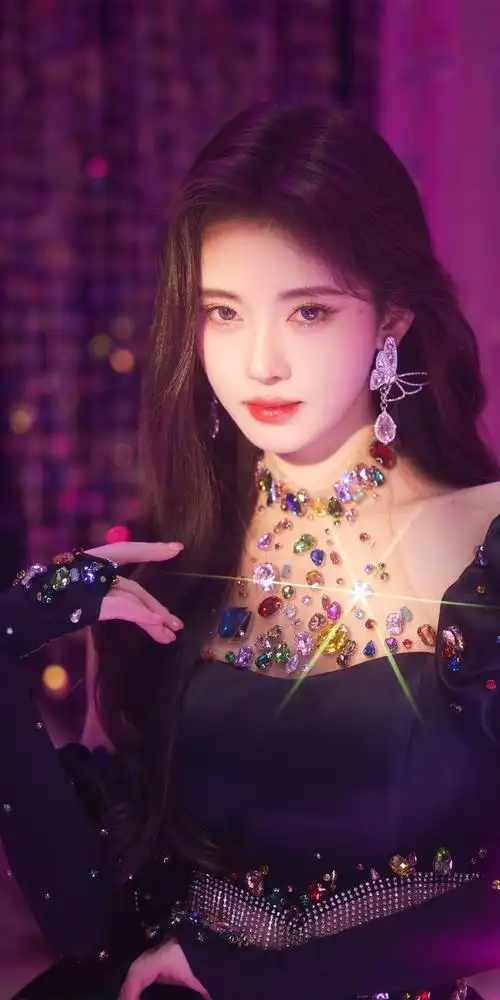 酷甜少女,鞠婧祎黑纱裙