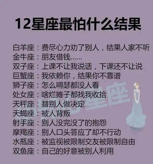 12星座最怕什么结果12星座自带bug
